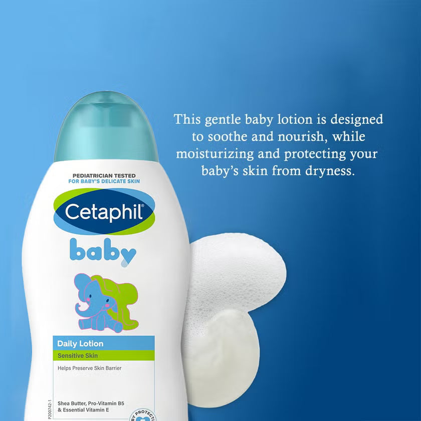Cetaphil Baby Daily Lotion With Shea Butter, Face & Body Moisturizer For Delicate And Sensitive Skin, Unscented - 300ml Cetaphil