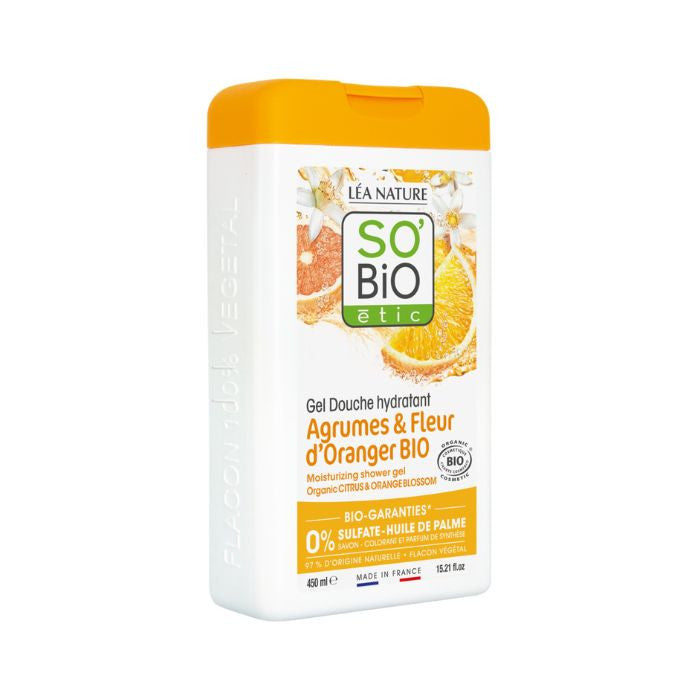 So Bio Etic Organic Citrus and Orange Blossom Shower Gel Sulfate-Free 99% Natural Origin 450ml So Bio Etic