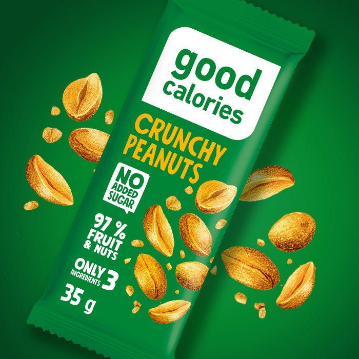 Good Calories Date Bar Crunchy Peanuts 35g With 97% Fruits & Nuts - Pack of 20 pcs Good Calories