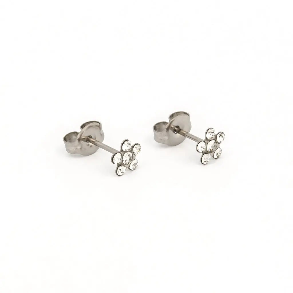 Sensitive Sterilized Daisy Cubic Zirconia Fashion Studs - April Crystal - Stainless Steel STUDEX