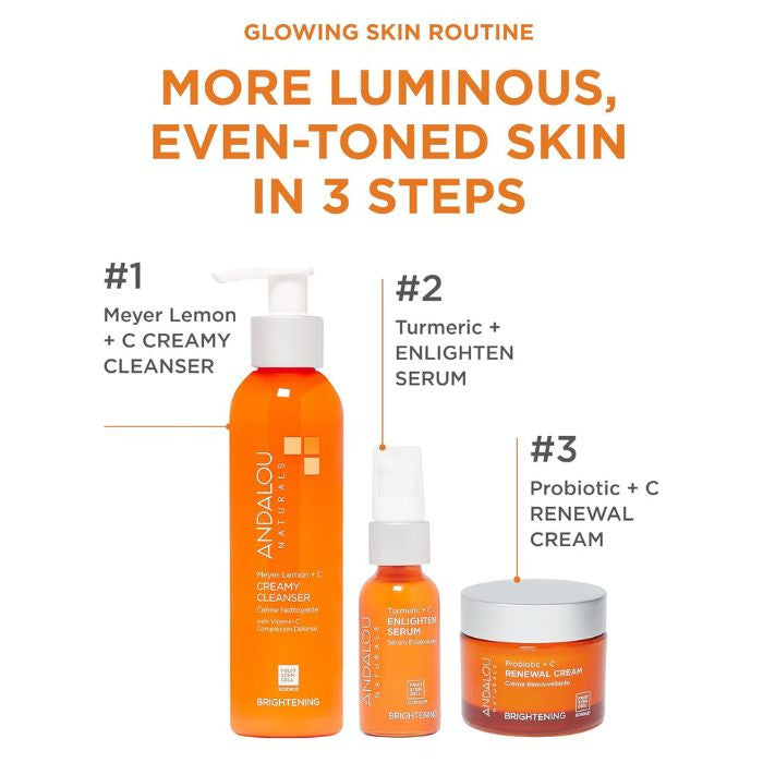 Andalou Naturals Brightening Meyer Lemon + C Creamy Cleanser, Illuminating Face Wash - 178ml Andalou Naturals