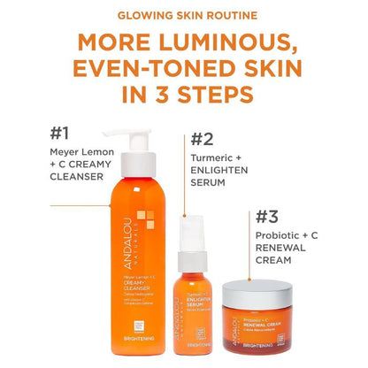 Andalou Naturals Brightening Meyer Lemon + C Creamy Cleanser, Illuminating Face Wash - 178ml Andalou Naturals