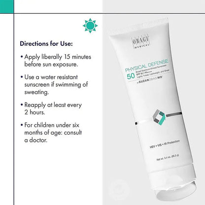 Obagi Medical Physical Defense SPF50 PA++++ Broad Spectrum Mineral Sunscreen Cream Tinted 96.3g Obagi