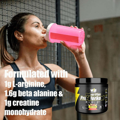 Muscle Bolt Power Plus Pre-Workout Supplement Powder With L- Arginine, Beta Alanine & Creatine Monohydrate - Fruit Punch 210g Muscle Bolt
