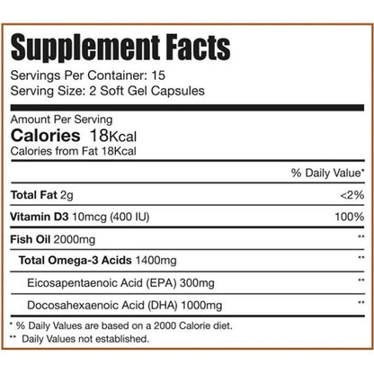 Eva Pharma Limitless Omega 3 Fish Oil 2000mg Soft Gel Capsules, Pack of 30’s Eva Pharma