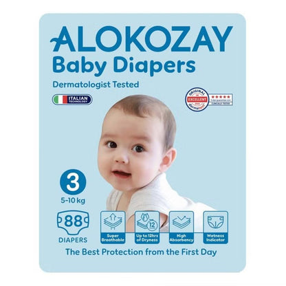 Alokozay Baby Diapers, Size 3, 5-10kg, Pack of 88's Alokozay