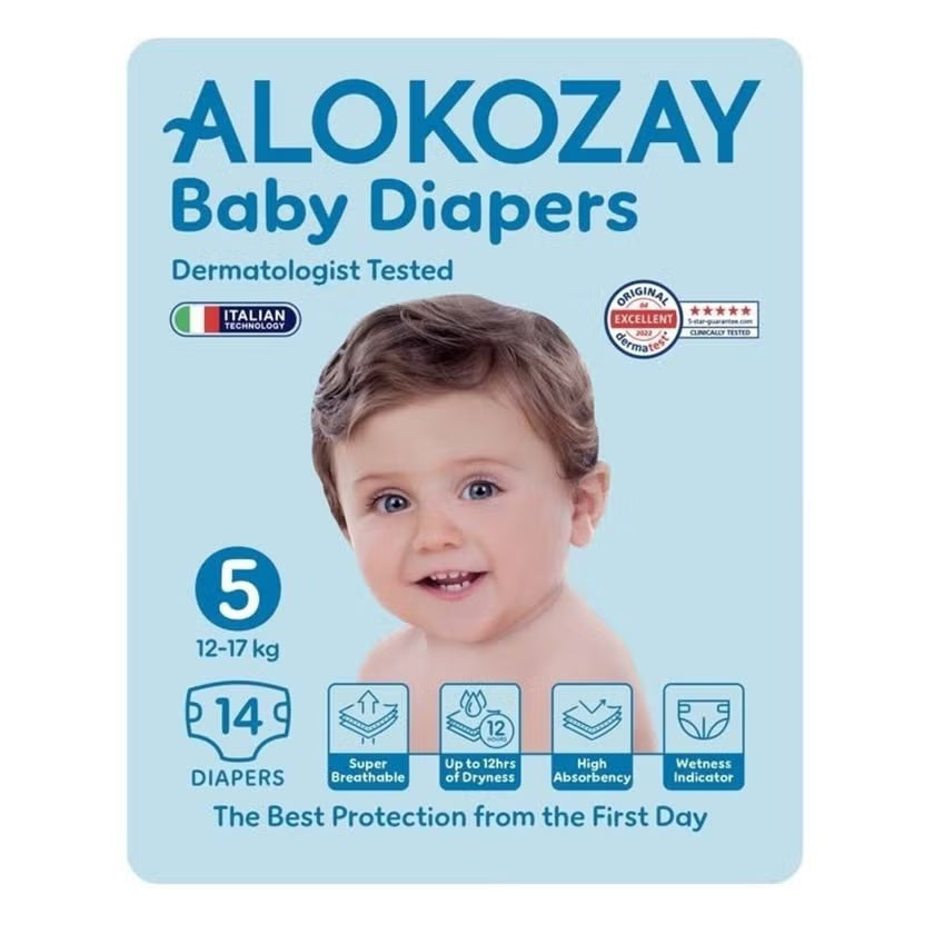 Alokozay Baby Diapers, Size 5, 12-17kg, Pack of 14's Alokozay