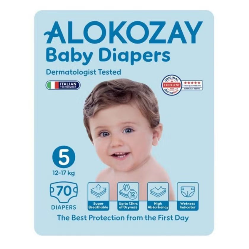 Alokozay Baby Diapers, Size 5, 12-17kg, Pack of 70's Alokozay