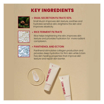 K-Secret Seoul 1988 Snail Mucin 93% + Rice Extract Cream 100ml K-Secret