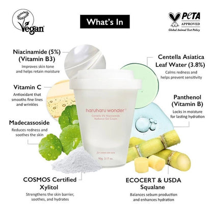 Haruharu Wonder Centella 5% Niacinamide Radiance Gel Cream 90g Haruharu Wonder