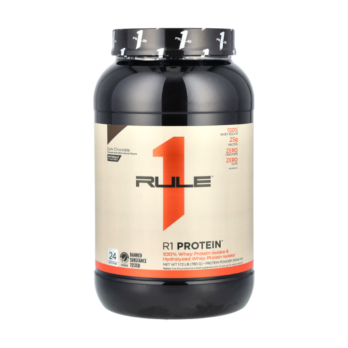 RULE 1 Protein Dark Chocolate Naturally Flavored 1.72lbc -  24 Servings RULE 1