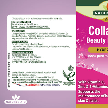 Natures Aid Collagen With Vitamin c Zinc & B-Vitamin 90 Vegetable capsules Natures Aid