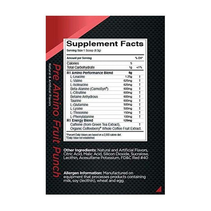 RULE 1 Pre Amino Fruit Punch - 30 Servings RULE 1