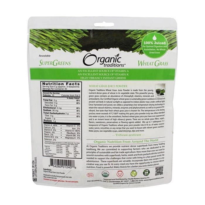 Organic Traditions Wheatgrass Juice Powder 150g Organic Traditions