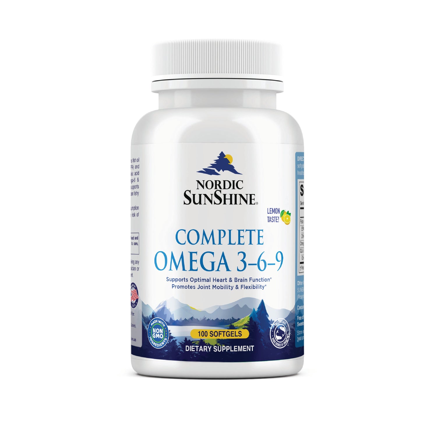 Nordic Sunshine Complete Omega 3-6-9 688mg - Heart, Brain & Joint Support with Borage Oil – 100 Softgels Nordic Sunshine