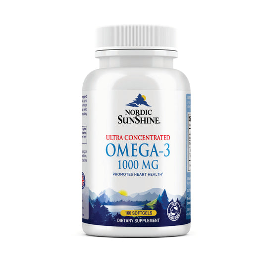 Nordic Sunshine Ultra Concentrated Omega-3 1000mg with Vitamin E, Heart, Brain & Immunity Support – 100 Softgels Nordic Sunshine