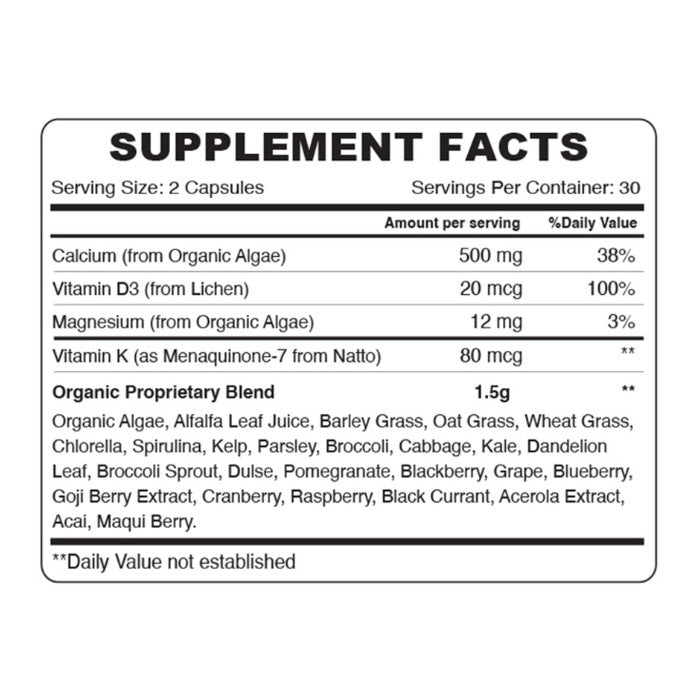 Organic Earth Organic Earth Plant Based Calcium - 60 Capsules - Image 2