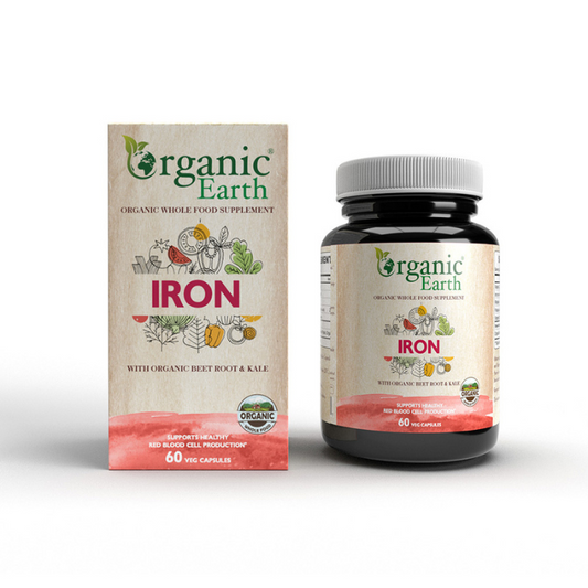 Organic Earth Organic Earth Gentle Iron Supplement with B12, Folate, and Vitamin C for Energy - 60 Capsules - Image 1