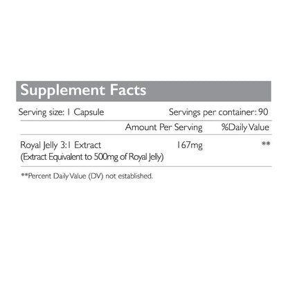 Radiant Platinum Royal Jelly 500mg, Immune Support, Energy & Nutritional Wellness Supplement - 90 Capsules Radiant Platinum