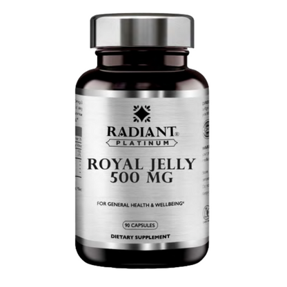Radiant Platinum Royal Jelly 500mg, Immune Support, Energy & Nutritional Wellness Supplement - 90 Capsules Radiant Platinum