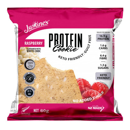 Justine's Protein Cookie Raspberry White Chocolate - 60g x 12s Justine's