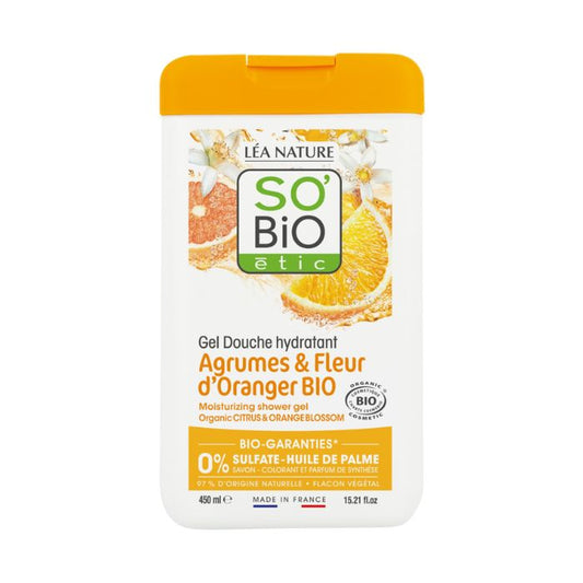 So Bio Etic Organic Citrus and Orange Blossom Shower Gel Sulfate-Free 99% Natural Origin 450ml So Bio Etic