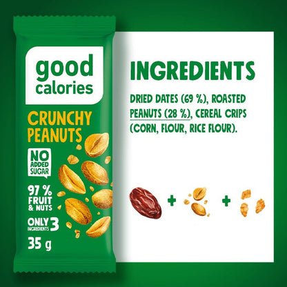 Good Calories Date Bar Crunchy Peanuts 35g With 97% Fruits & Nuts - Pack of 20 pcs Good Calories