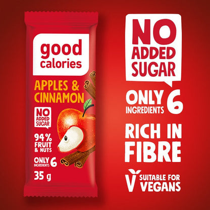Good Calories Date Bar Apples & Cinnamon 35g,With 94% Fruits & Nuts - Pack of 20 pcs Good Calories