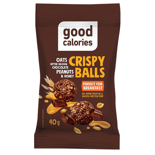 Good Calories Oats Bitter Belgian Chocolate Peanuts & Honey Crispy Balls – 40g Good Calories