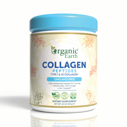 Organic Earth Collagen Peptides Unflavored, Collagen for Skin, Hair, Nails and Joint Health - 567g Organic Earth