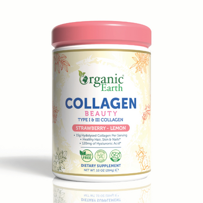 Organic Earth Organic Earth Collagen Beauty Strawberry-Lemon, Hydrolyzed Collagen with Hyaluronic Acid and Vitamin C - 284g - Image 1