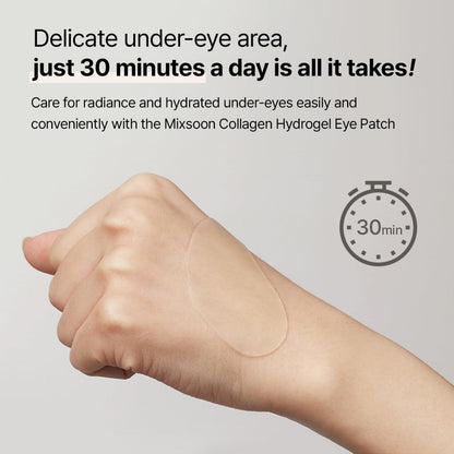 Mixsoon Collagen Hydrogel Eye Patch 84g, Hydrating, Firming, and Wrinkle-Care Patches with Peptides - 30 Pairs Mixsoon