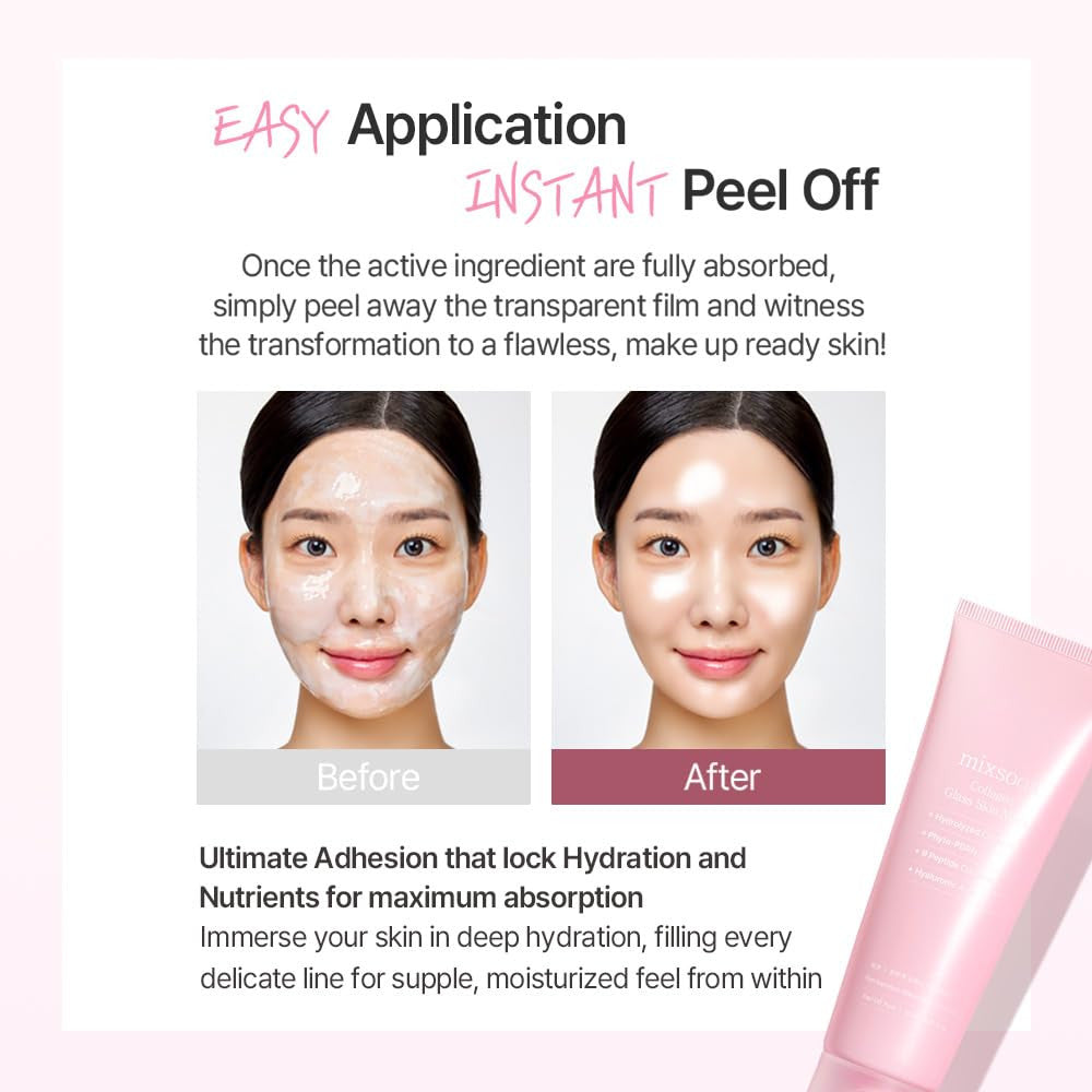 Mixsoon Collagen Glass Skin Peel-Off Mask for Hydration, Elasticity and Radiant Glow - 80ml Mixsoon