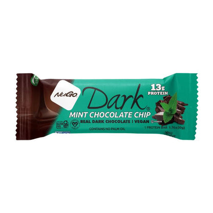NuGo Dark Mint Chocolate Chip Bar 50g, 13g Protein, Gluten Free, Non-GMO, Pack of 12 pcs NuGo