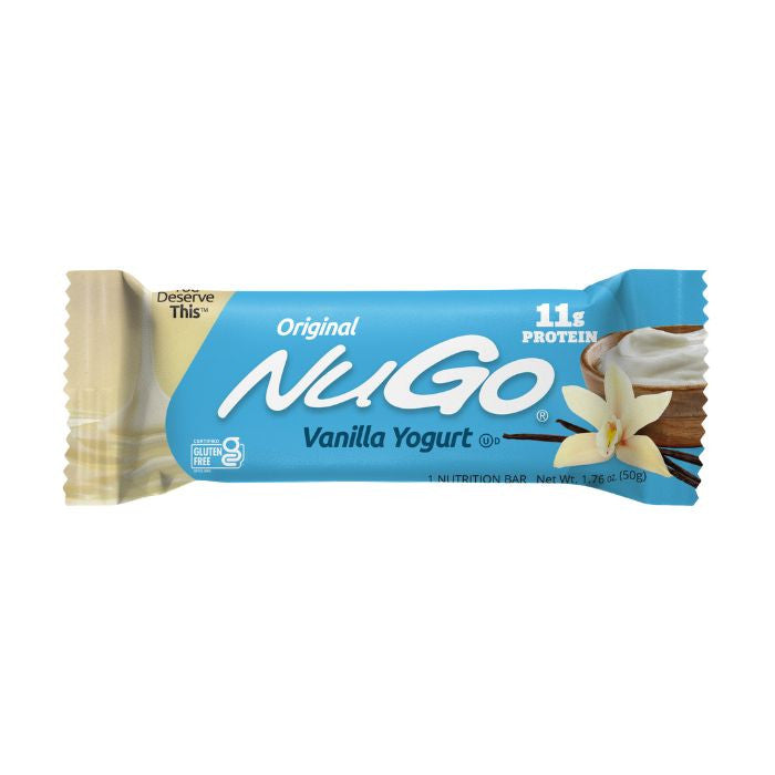 NuGo Original Vanilla Yogurt Protein Bar 50g, 11g Protein, Gluten Free Snack with Added Vitamins, Pack of 15 pcs NuGo