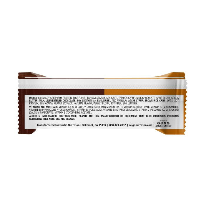 NuGo Original Peanut Butter Chocolate Protein Bar 50g, 11g Protein, Gluten Free Snack, Pack of 15 pcs NuGo