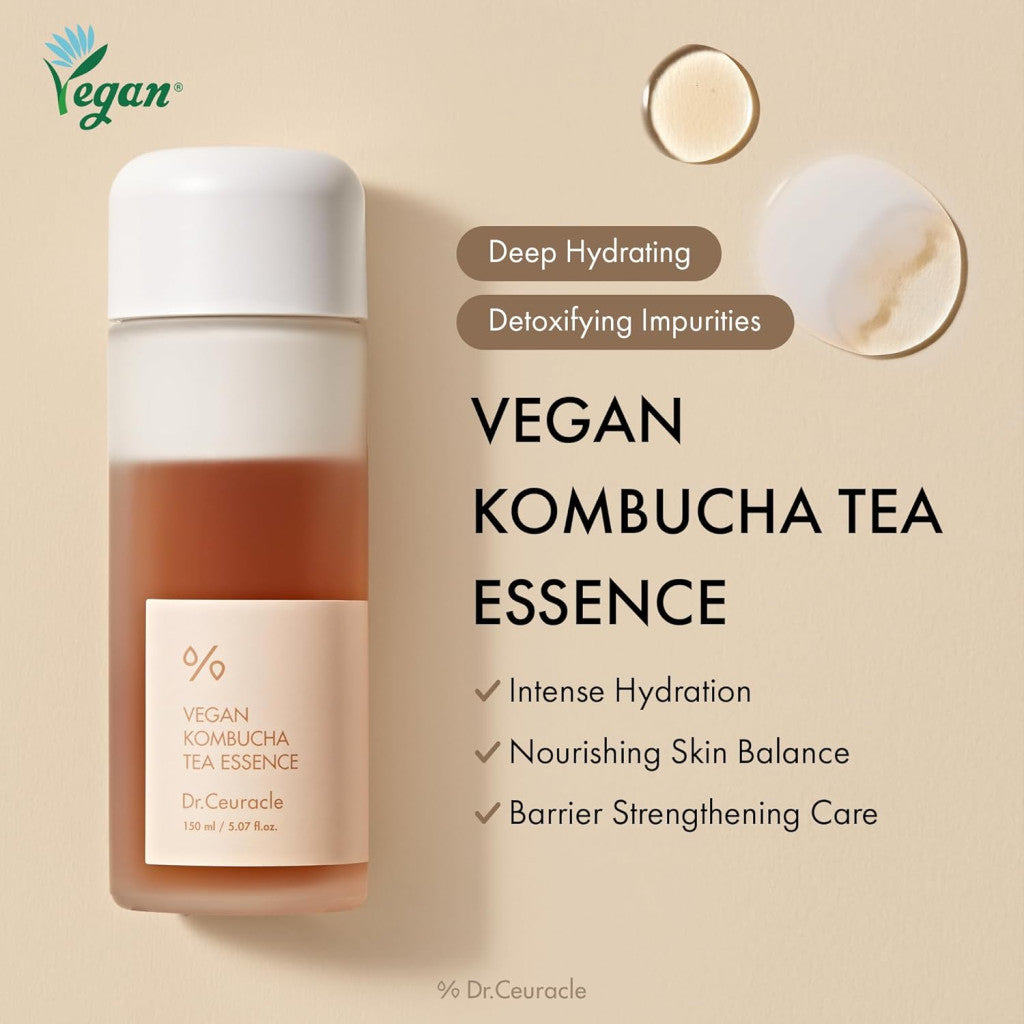Dr. Ceuracle Vegan Kombucha Tea Essence, Probiotic Hydrating Detox for Glowing Skin - 150ml Dr. Ceuracle