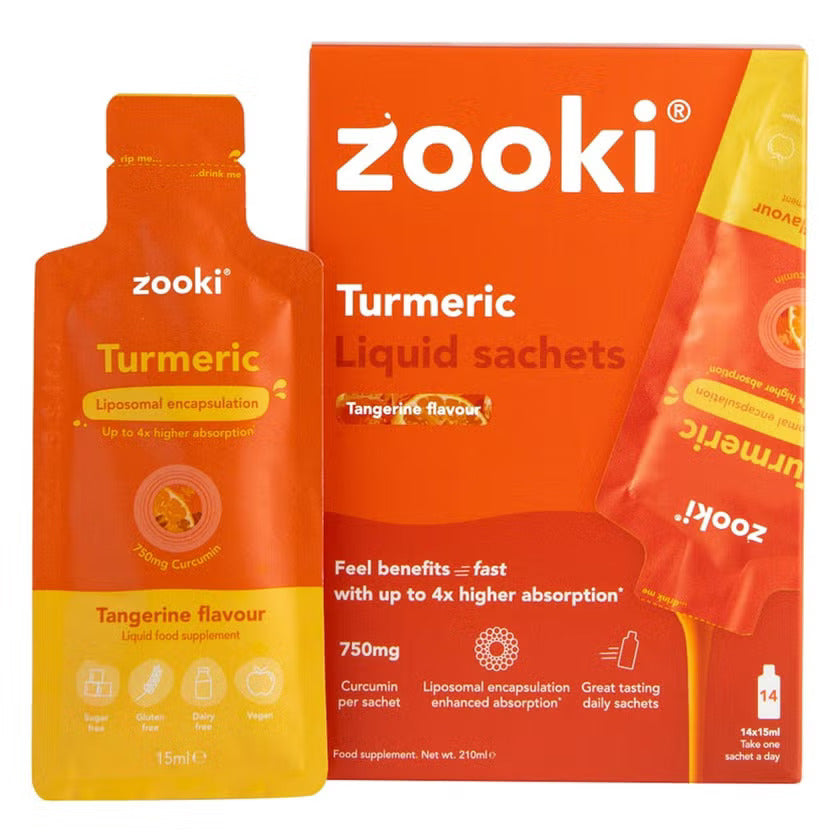 Zooki Liposomal Turmeric 750mg Tangerine Flavor Liquid Sachet 15ml, Pack of 14’s Zooki