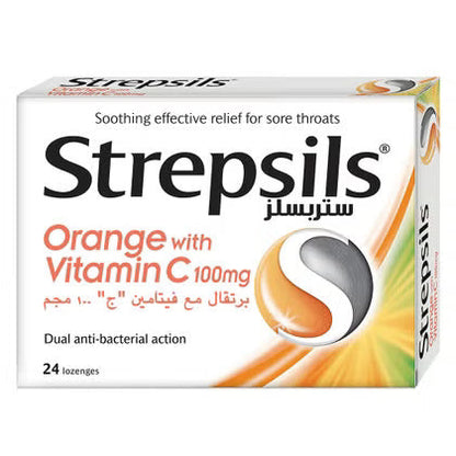Strepsils Orange With Vitamin C 100 mg Lozenges 24's Strepsils