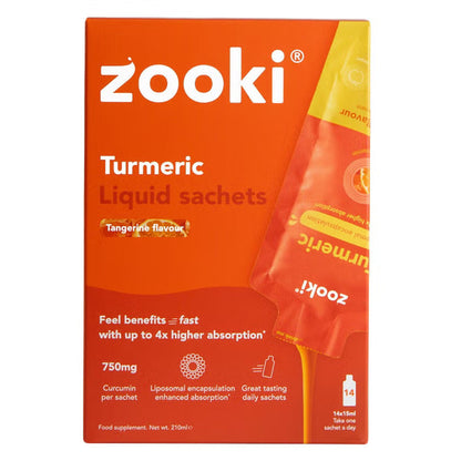 Zooki Liposomal Turmeric 750mg Tangerine Flavor Liquid Sachet 15ml, Pack of 14’s Zooki
