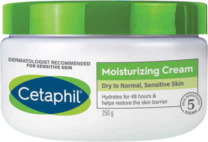 Cetaphil Moisturizing Cream, Face & Body Moisturizer With Dry to Very Dry Sensitive Skin, Unscented - 250g Cetaphil