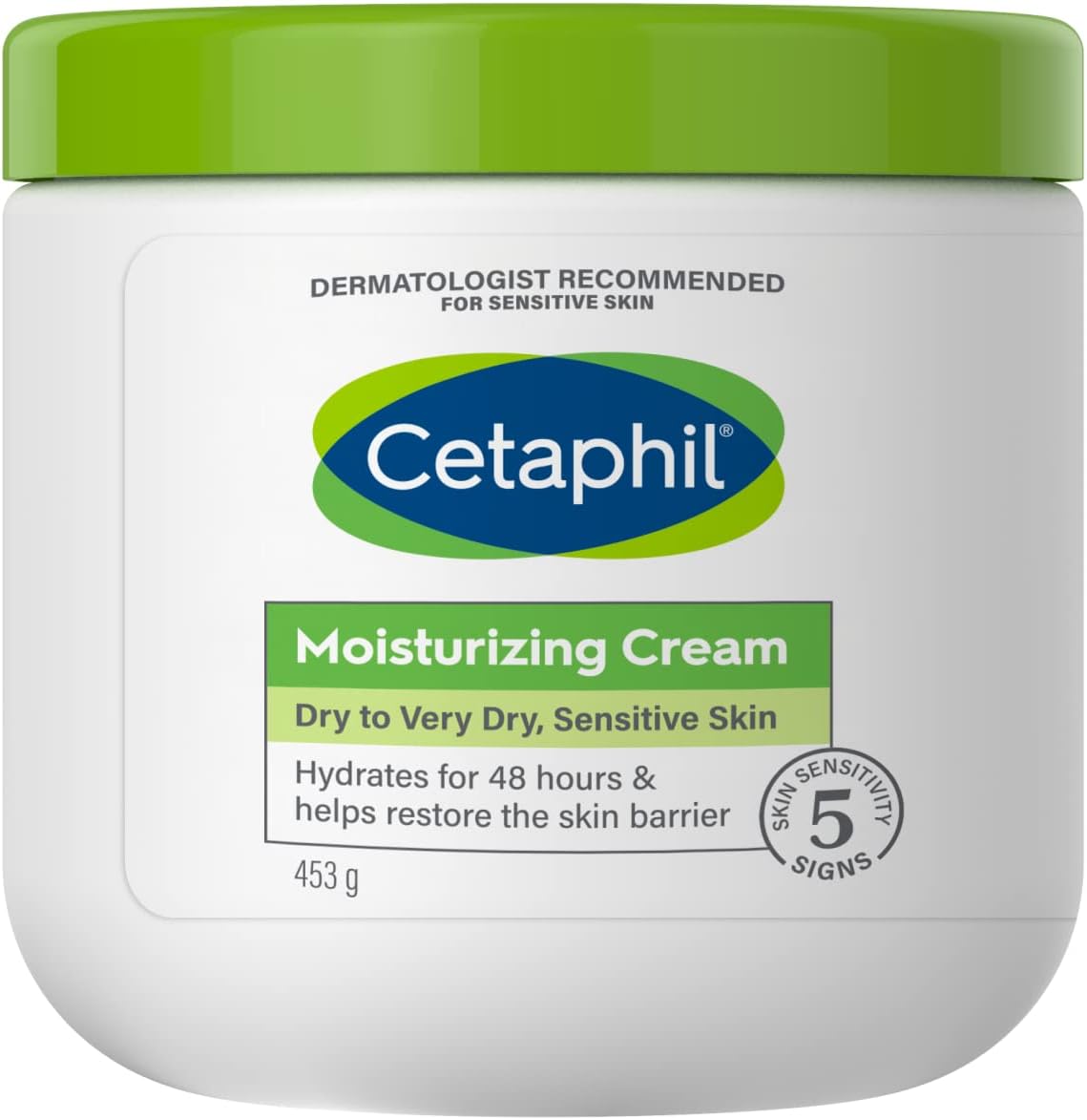 Cetaphil Moisturizing Cream, Face & Body Moisturizer With Dry to Very Dry Sensitive Skin, Unscented - 453g Cetaphil