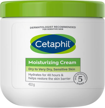 Cetaphil Moisturizing Cream, Face & Body Moisturizer With Dry to Very Dry Sensitive Skin, Unscented - 453g Cetaphil