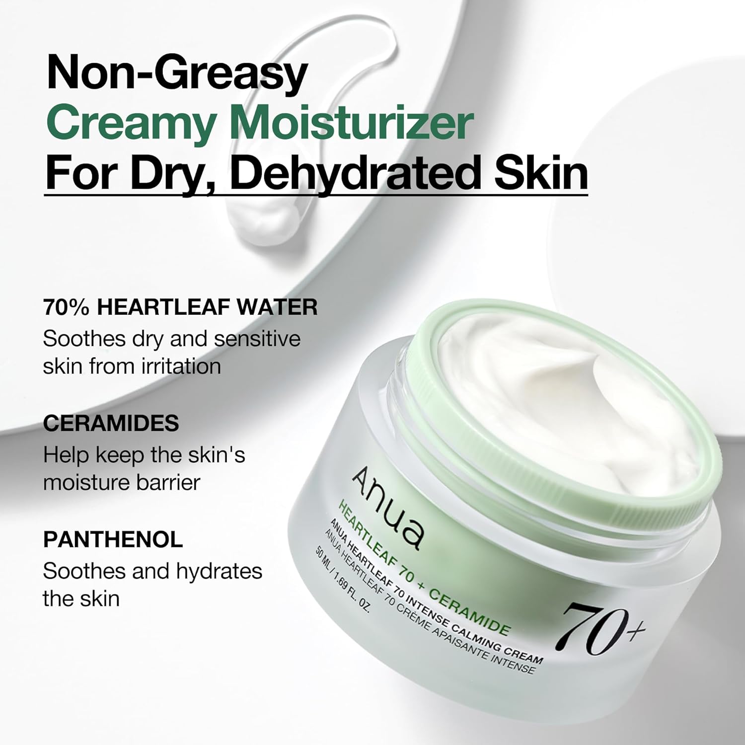 Anua Heartleaf 70% Intense Calming Facial Cream For Dry & Sensitive Skin - 50ml Anua