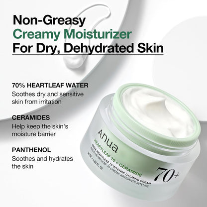 Anua Heartleaf 70% Intense Calming Facial Cream For Dry & Sensitive Skin - 50ml Anua