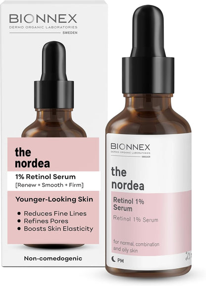 Bionnex The Nordea Retinol 1%, Anti-Aging Face Serum for Wrinkles, Fine Lines and Uneven Texture - 30ml Bionnex