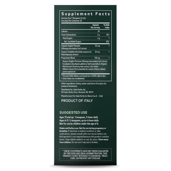 Gaia Herbs Bronchial Wellness Herbal Syrup 5.4 Oz - 160 ml Gaia Herbs