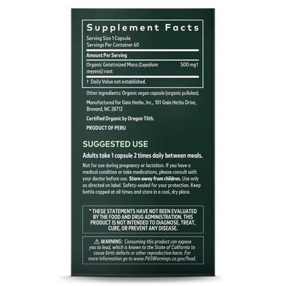 Gaia Herbs Maca Root 60 Capsules Gaia