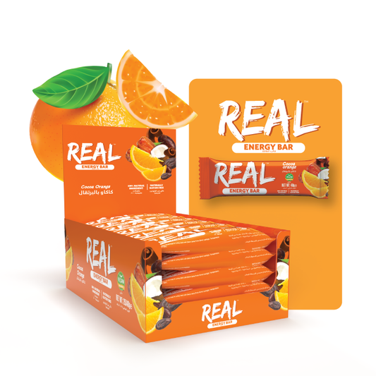 Real Energy Bar Cocoa Orange 40g - Box of 25 Pcs REAL