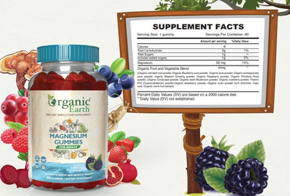 Organic Earth Magnesium Adults Gummies 60s Organic Earth